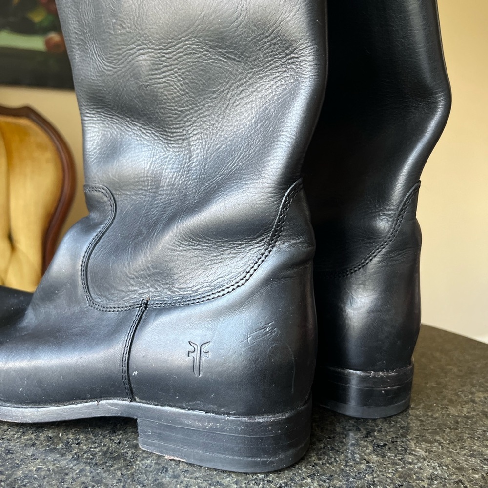 ☾ Frye Melissa logo two-toned tall riding boots - Picture 7 of 8